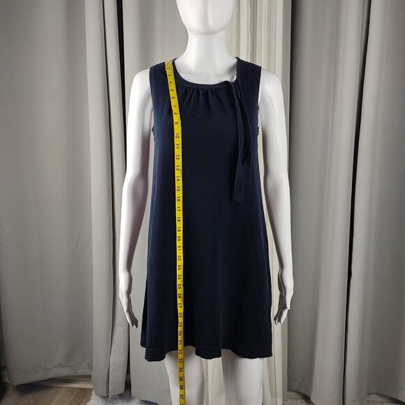 J. Crew Blue Lightweight 100% Cotton Tie At Collar Sleeveless Shift Dress Size S - Picture 6 of 11